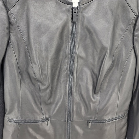 Hinge by Nordstrom Womens Black 100% Lamb Leather Zippered Jacket NWT Size Small - Picture 6 of 16